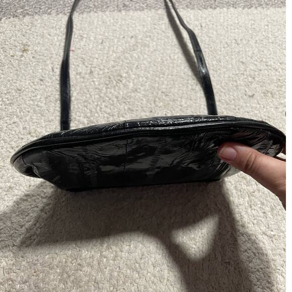 Vintage Women's Eel Skin Leather of the Sea Shoulder Bag Black Mini Purse - Picture 4 of 13